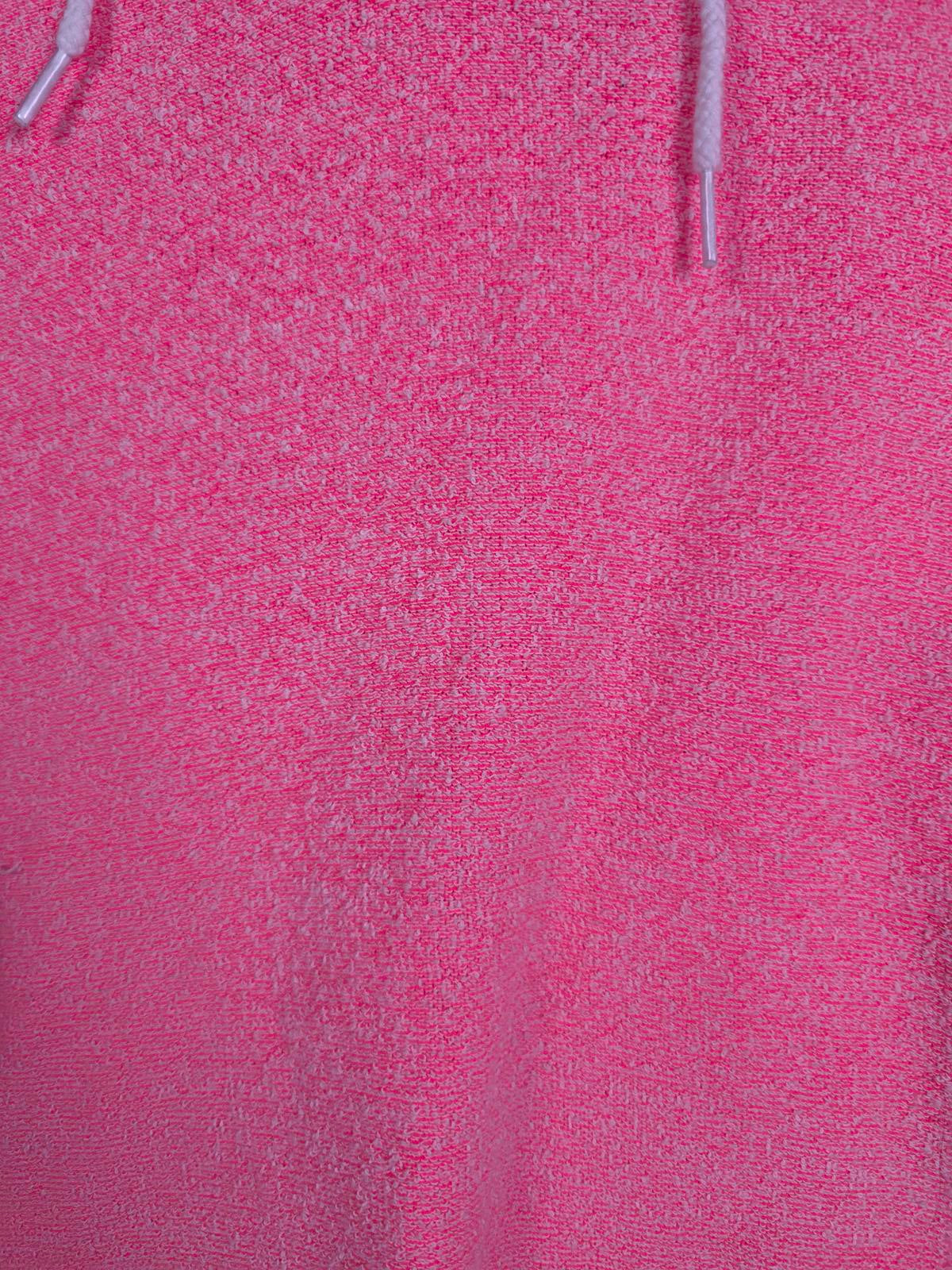 Victorias Secret Pink Fuzzy Boucle Hooded Neon Lace Up LOVE Sweater Shirt SMALL