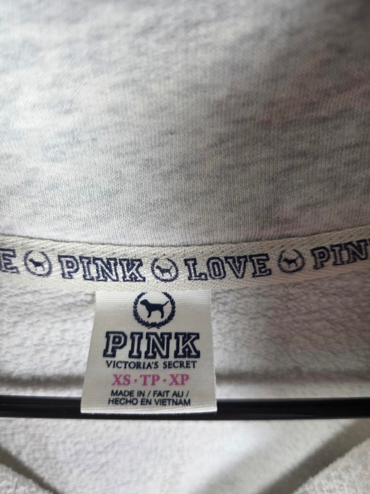 Victorias Secret Pink LOVE Quarter Zip 86 Grey Sweater Shirt XS