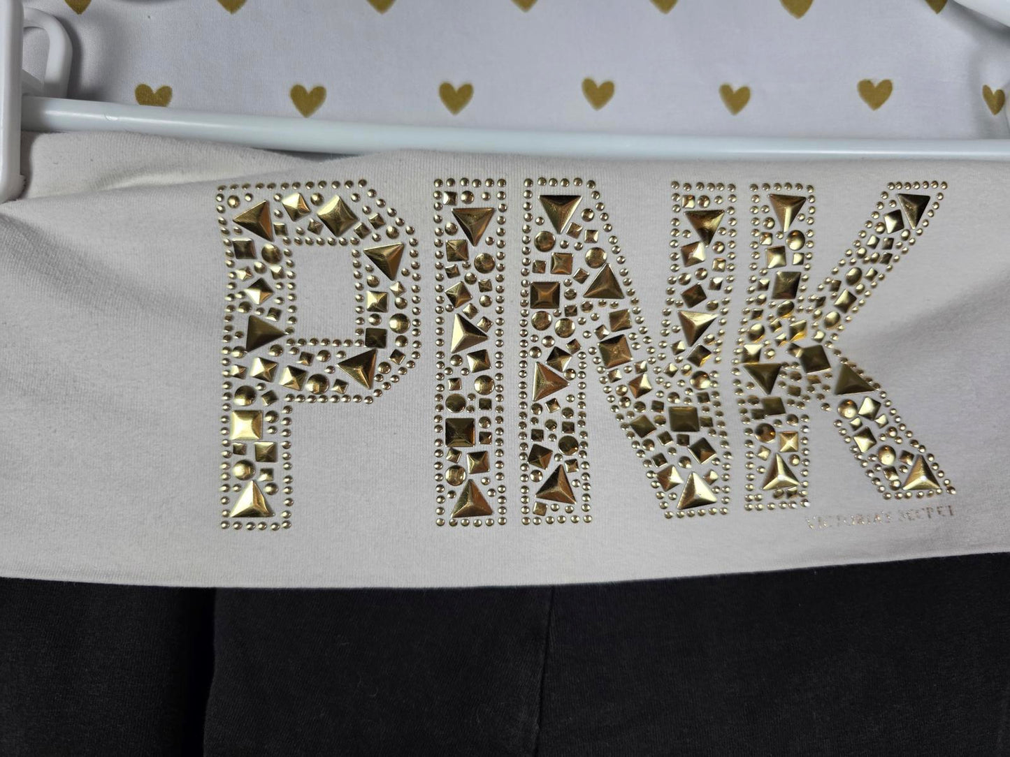 Victorias Secret PINK GOLD BLING Studded FOLDOVER Yoga Pants XS Skinny