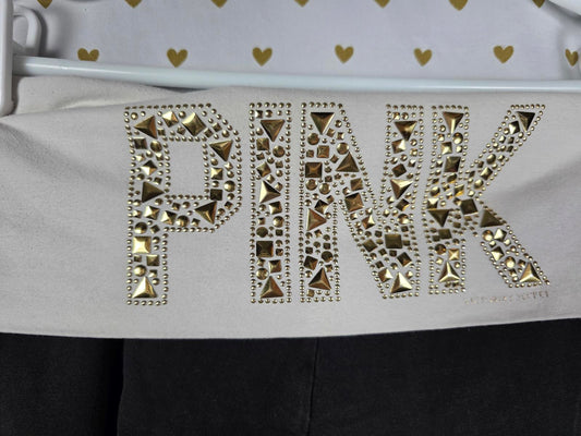 Victorias Secret PINK GOLD BLING Studded FOLDOVER Yoga Pants XS Skinny