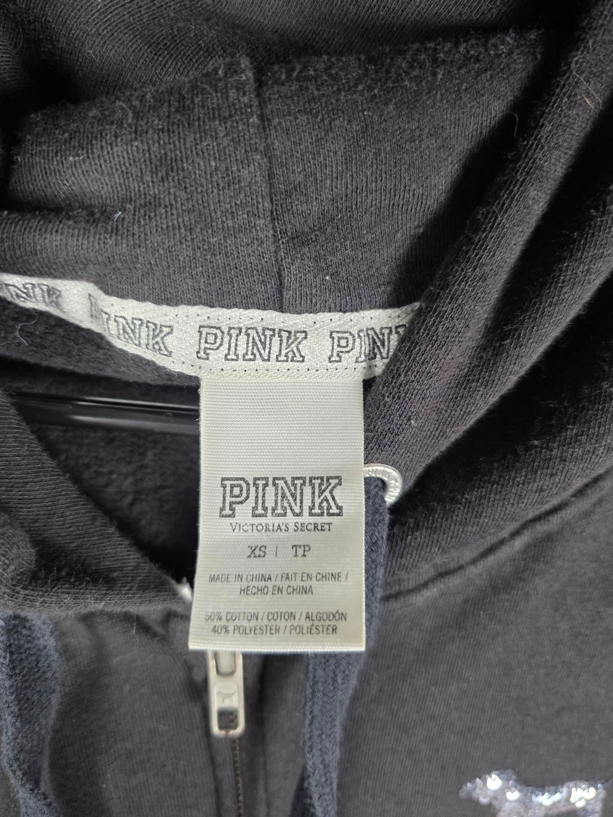 Victorias Secret Pink Chevron Zebra Striped Hoodie Jacket Full Zip XS