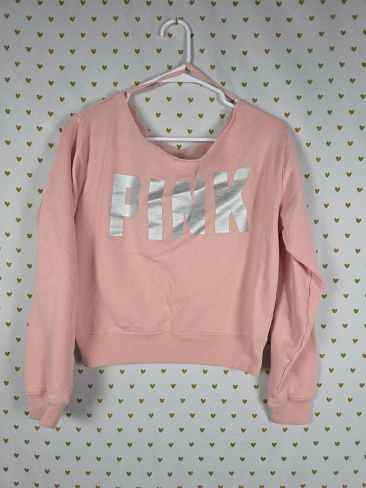 Victorias Secret Pink Slouchy Sweater Foil logo Long sleeve Shirt SMALL