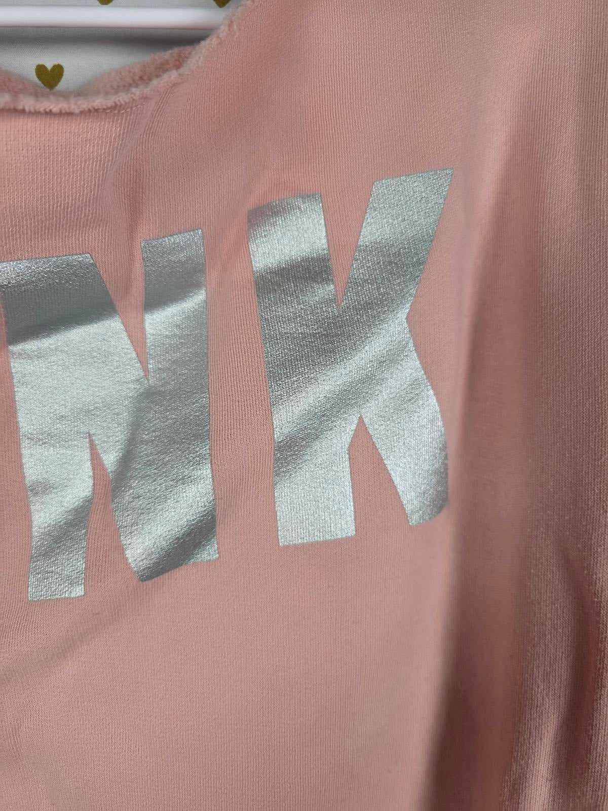 Victorias Secret Pink Slouchy Sweater Foil logo Long sleeve Shirt SMALL