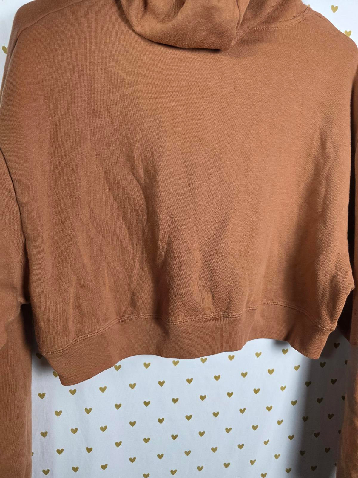 Victorias Secret Pink Crest Logo Hooded Cropped Sweater Shirt Brown MEDIUM