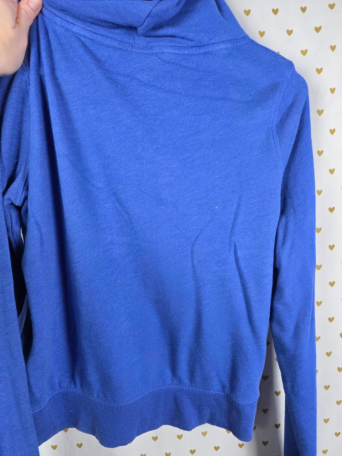 Victorias Secret Pink Vintage Blue Hooded Logo Pullover Sweater shirt MEDIUM