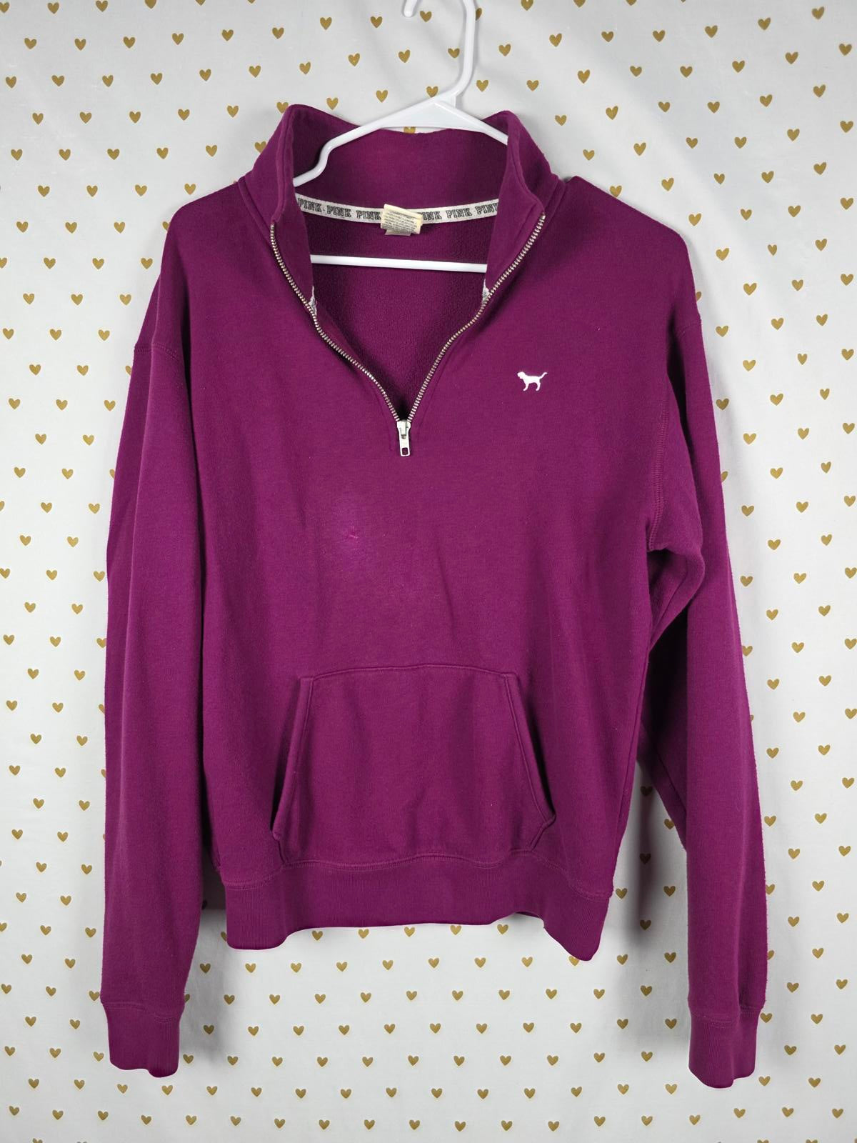 Victorias Secret Pink VINTAGE Quarter ZIp Purple Sweater Shirt XS