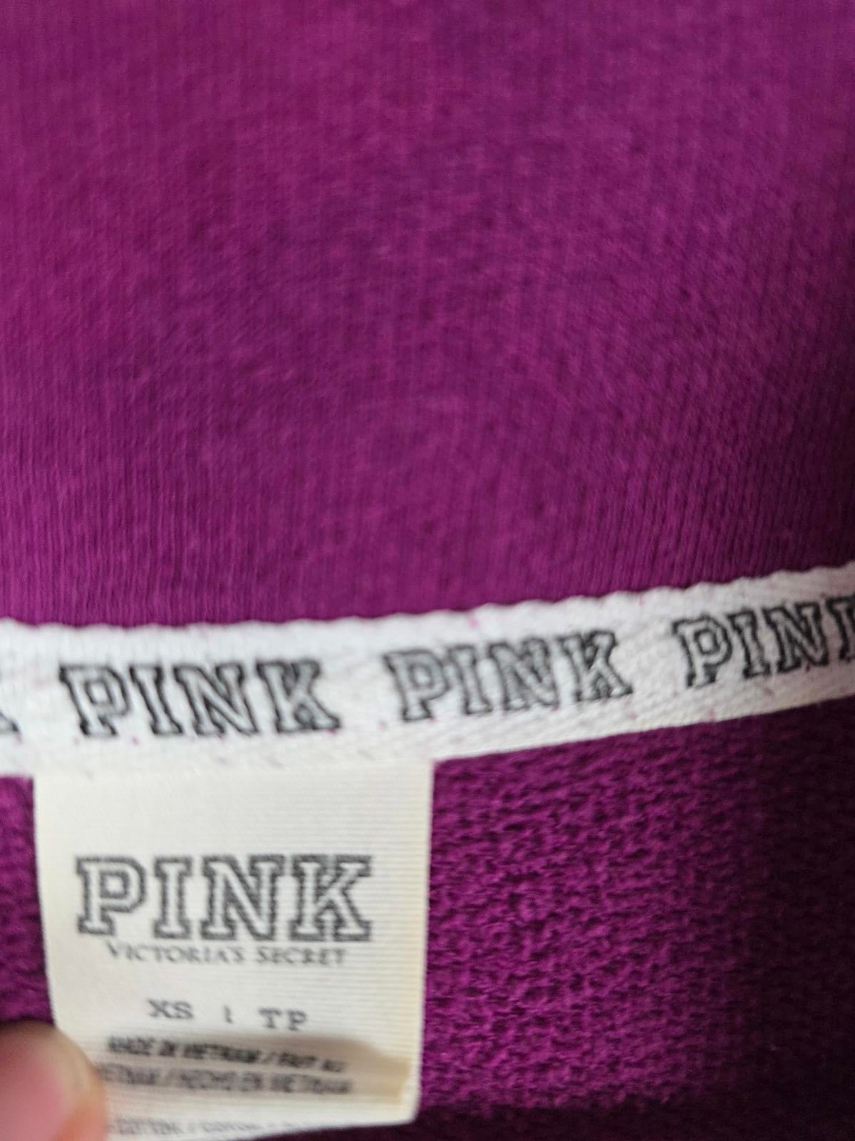 Victorias Secret Pink VINTAGE Quarter ZIp Purple Sweater Shirt XS