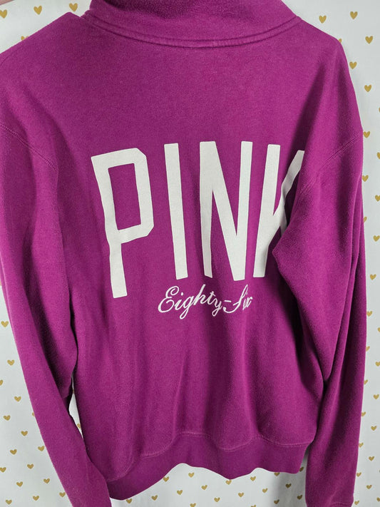 Victorias Secret Pink VINTAGE Quarter ZIp Purple Sweater Shirt XS