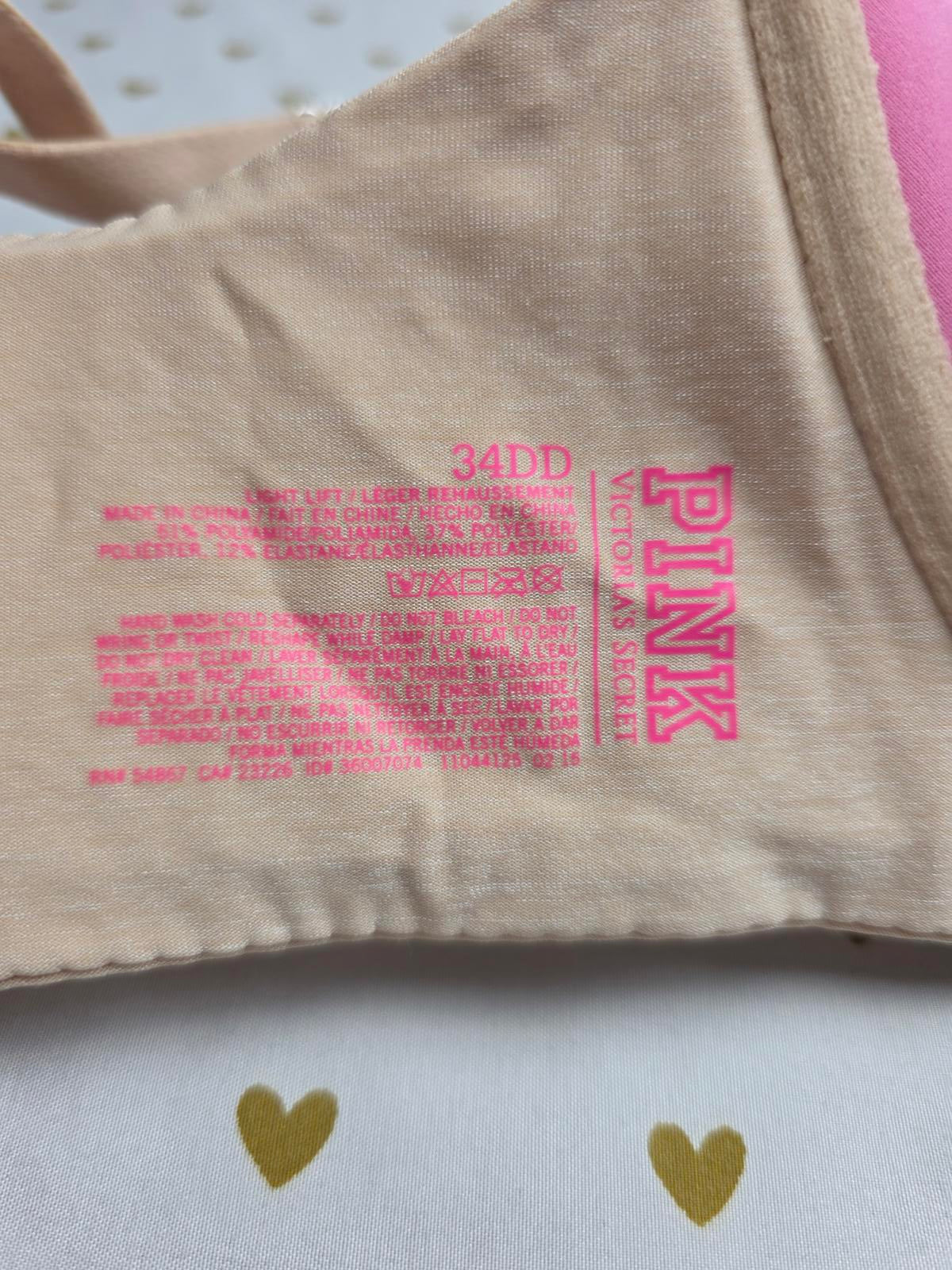Victorias Secret PINK Vintage 34DD Beige Light Lift Bra