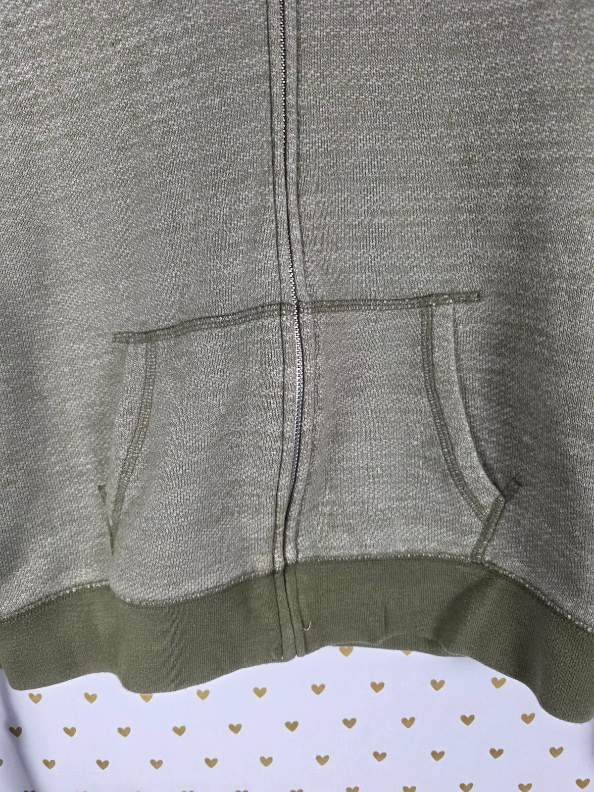 Victorias Secret Pink Vintage Style Full Zip Olive Logo Hoodie Jacket EXC Small