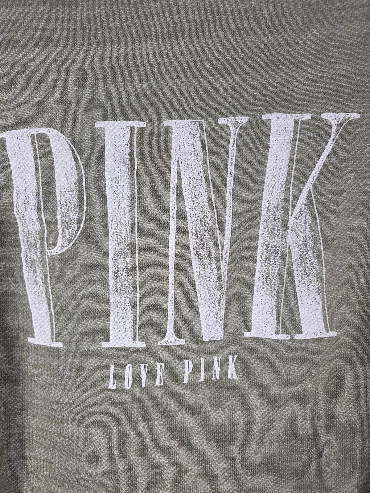 Victorias Secret Pink Vintage Style Full Zip Olive Logo Hoodie Jacket EXC Small