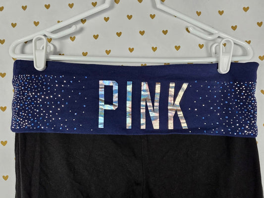 Victorias Secret PINK BLING HOLOGRAPHIC y2k FOLDOVER YOGA LEGGINGS LARGE