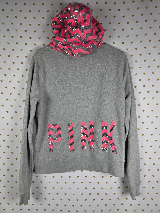 Victorias Secret Pink CHEVRON BLING RARE Hoodie Jacket Full Zip MEDIUM