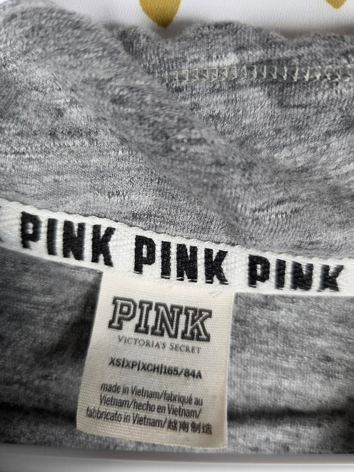 Victorias Secret PINK Cropped Button Quarter V Neck Long sleeve Tee shirt XS
