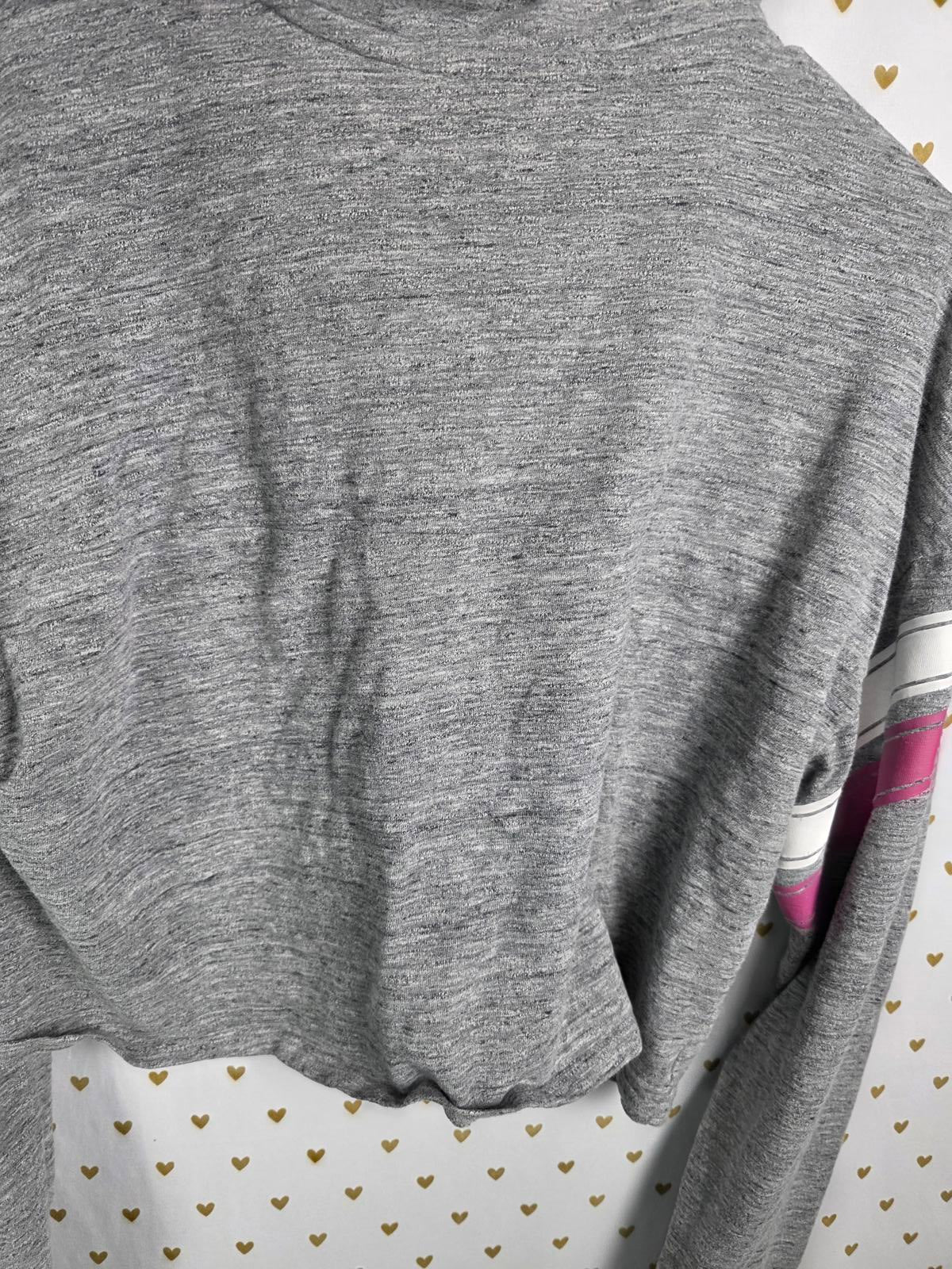 Victorias Secret PINK Cropped Button Quarter V Neck Long sleeve Tee shirt XS