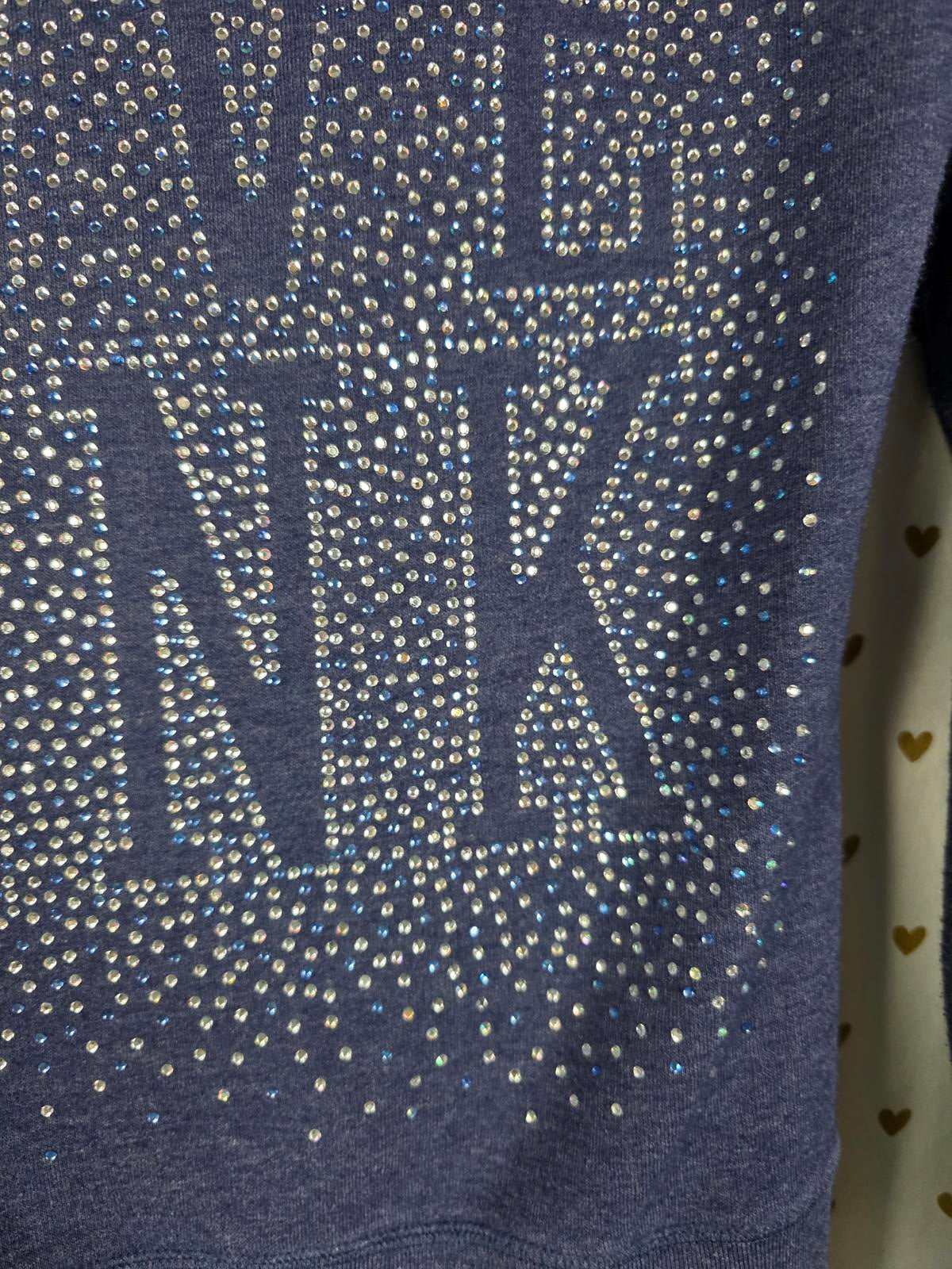 Victorias Secret Pink STUDDED BLING Rhinestone Hoodie Jacket Blue XS