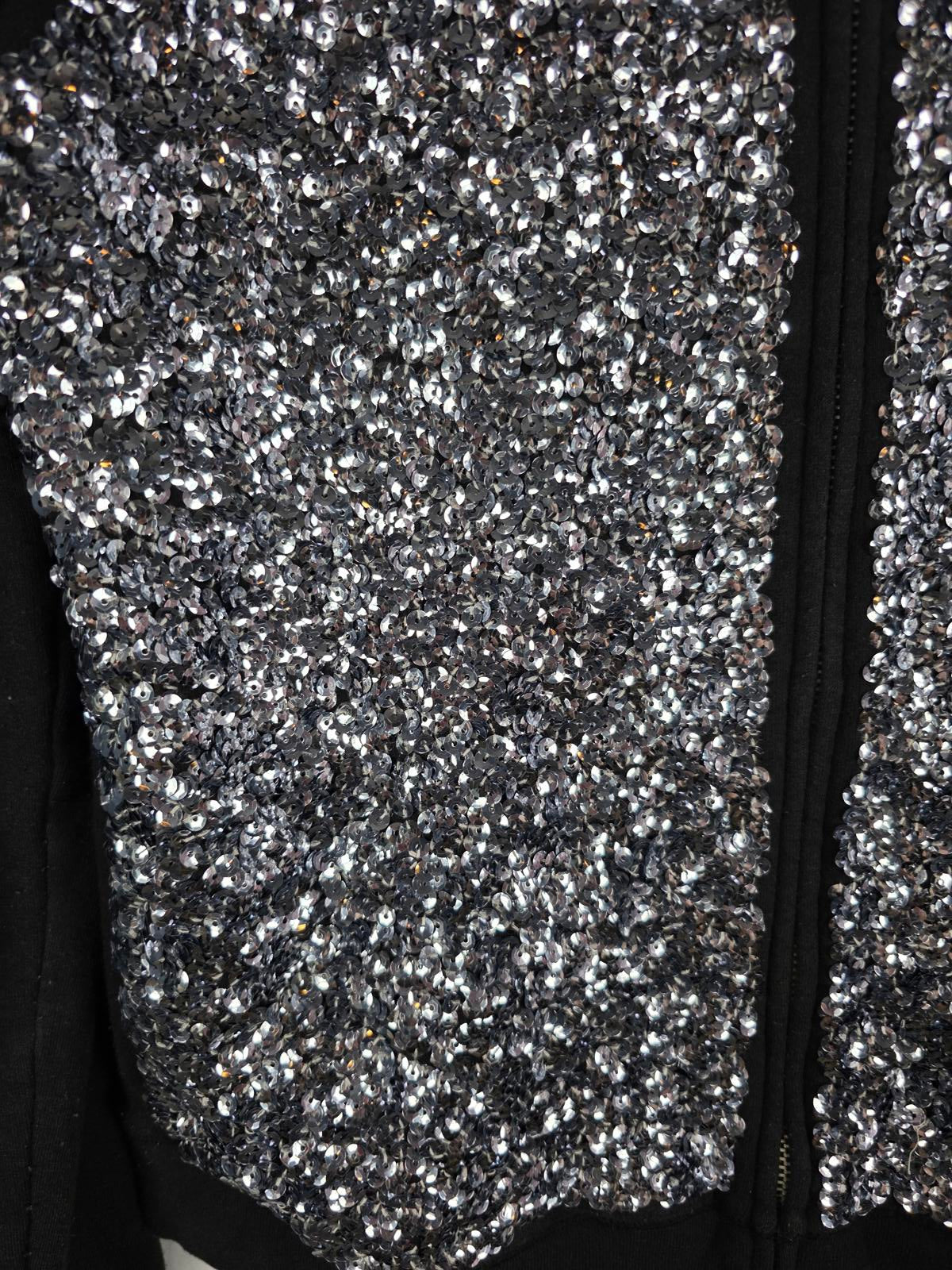 Victoria's Secret PINK Fashion Show Silver Sequin Bling Hoodie MEDIUM RARE
