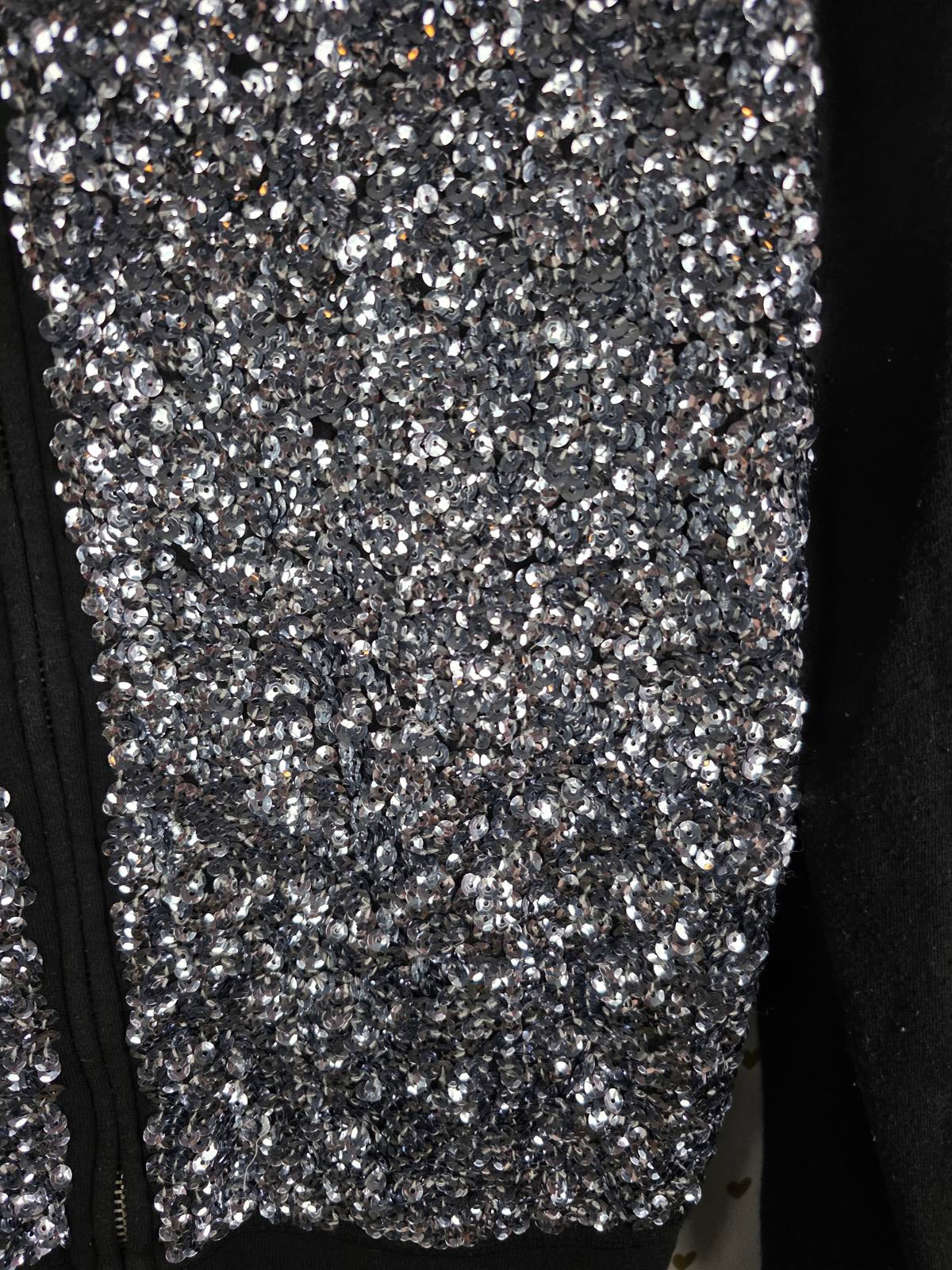 Victoria's Secret PINK Fashion Show Silver Sequin Bling Hoodie MEDIUM RARE