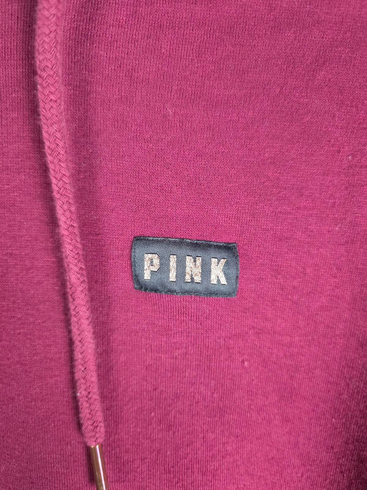 Victorias Secret Pink Cropped Long sleeve mesh cutout hoodie sweater LARGE