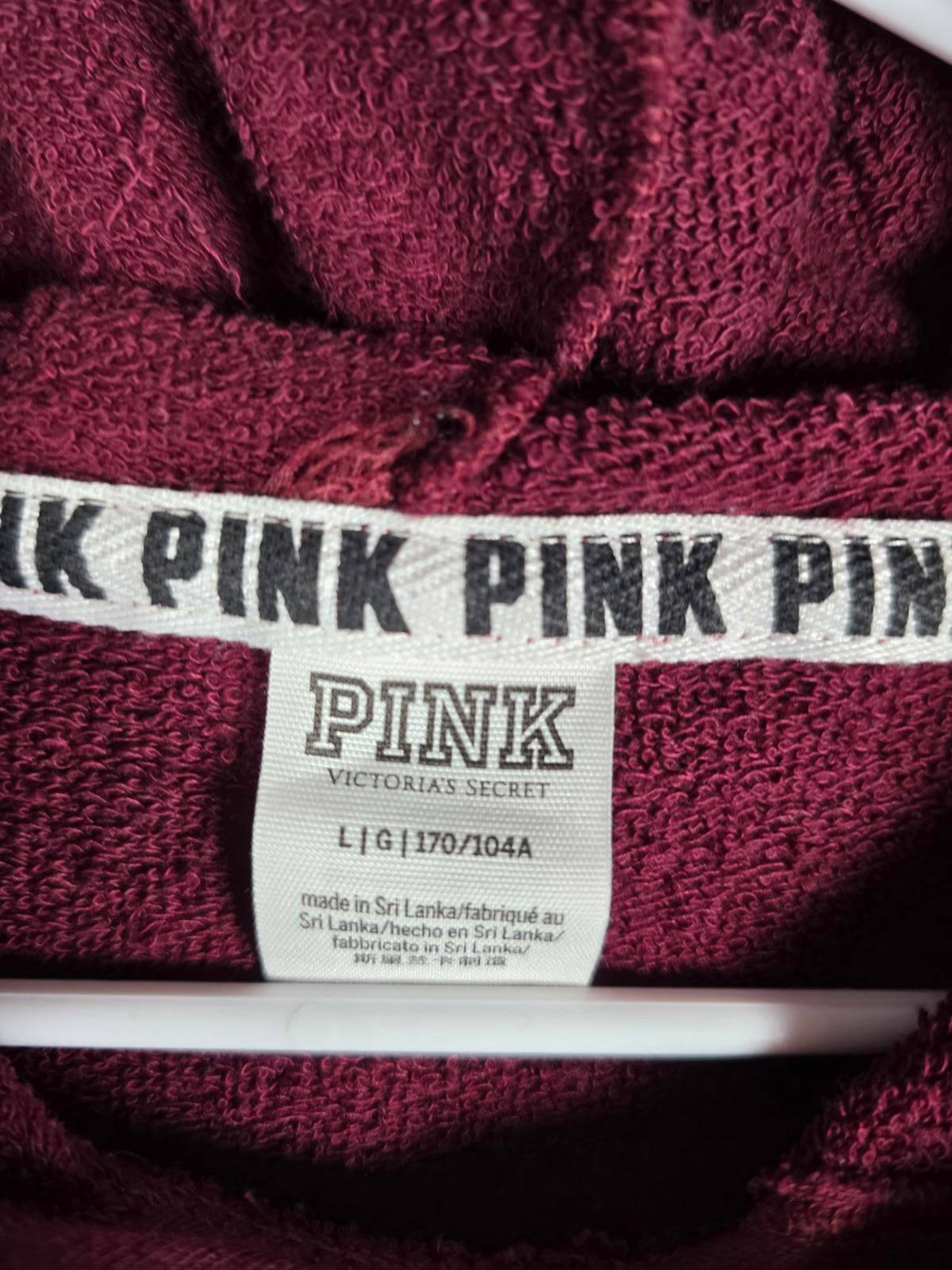 Victorias Secret Pink Cropped Long sleeve mesh cutout hoodie sweater LARGE