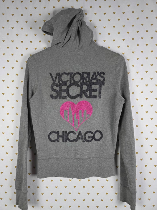 Victorias Secret Supermodel Essentials RARE Chicago Glitter Hoodie Jacket XS