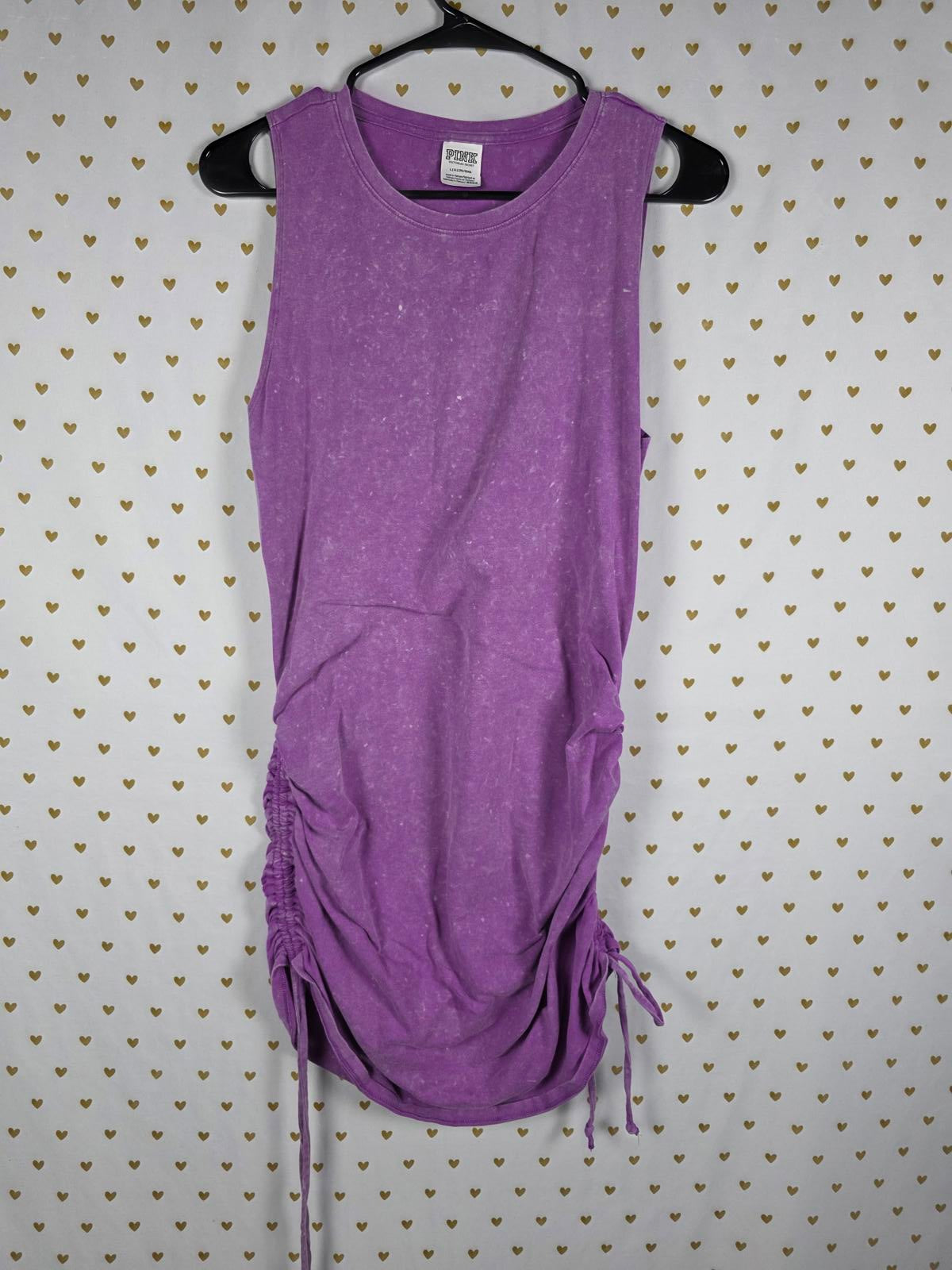 Victorias Secret PINK Tye Dye Ruched Cinch Dress Purple Large Tee Shirt