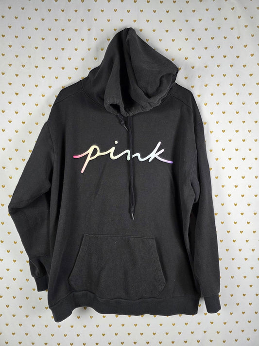 Victorias Secret Pink Gradient Hoodie Rainbow Logo Sweater Pullover XL
