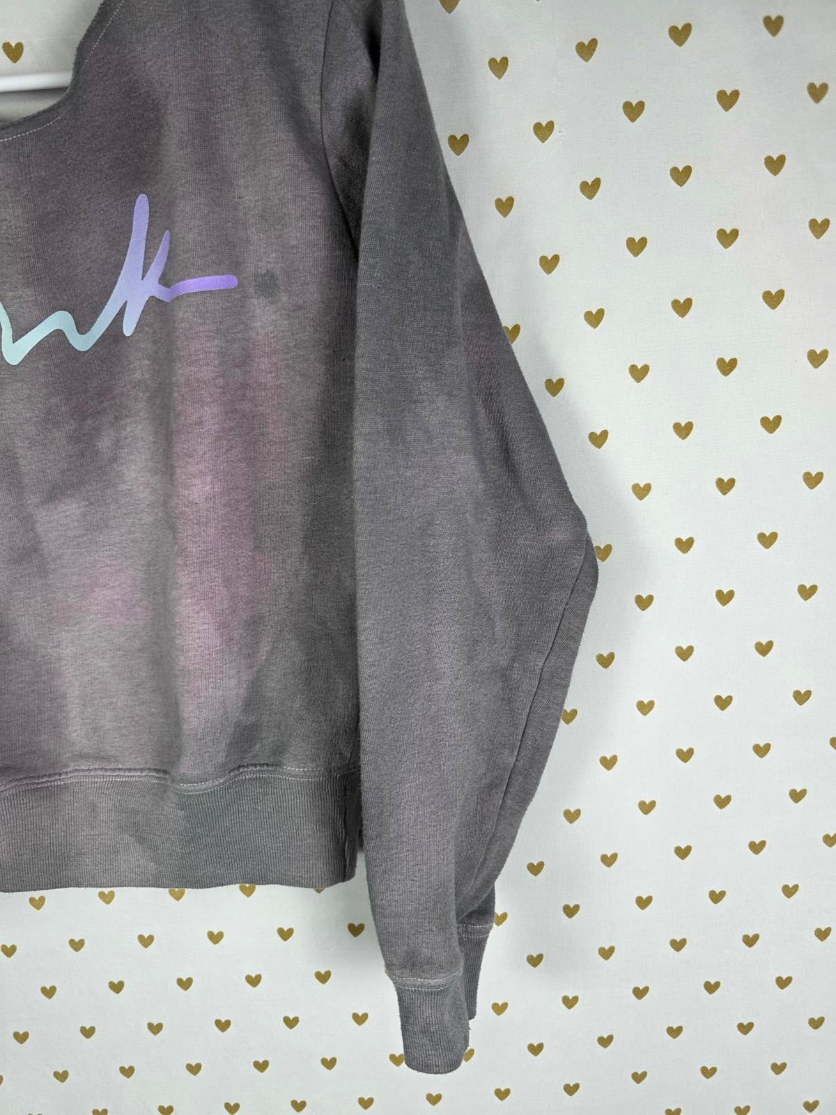 Victorias Secret Pink Slouchy Tye Dye Rainbow Logo Gradient Sweater XS