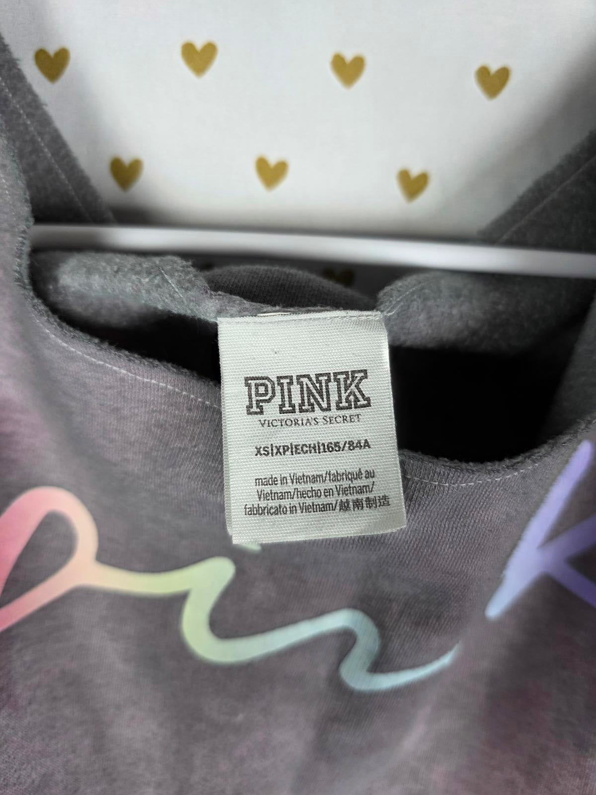 Victorias Secret Pink Slouchy Tye Dye Rainbow Logo Gradient Sweater XS