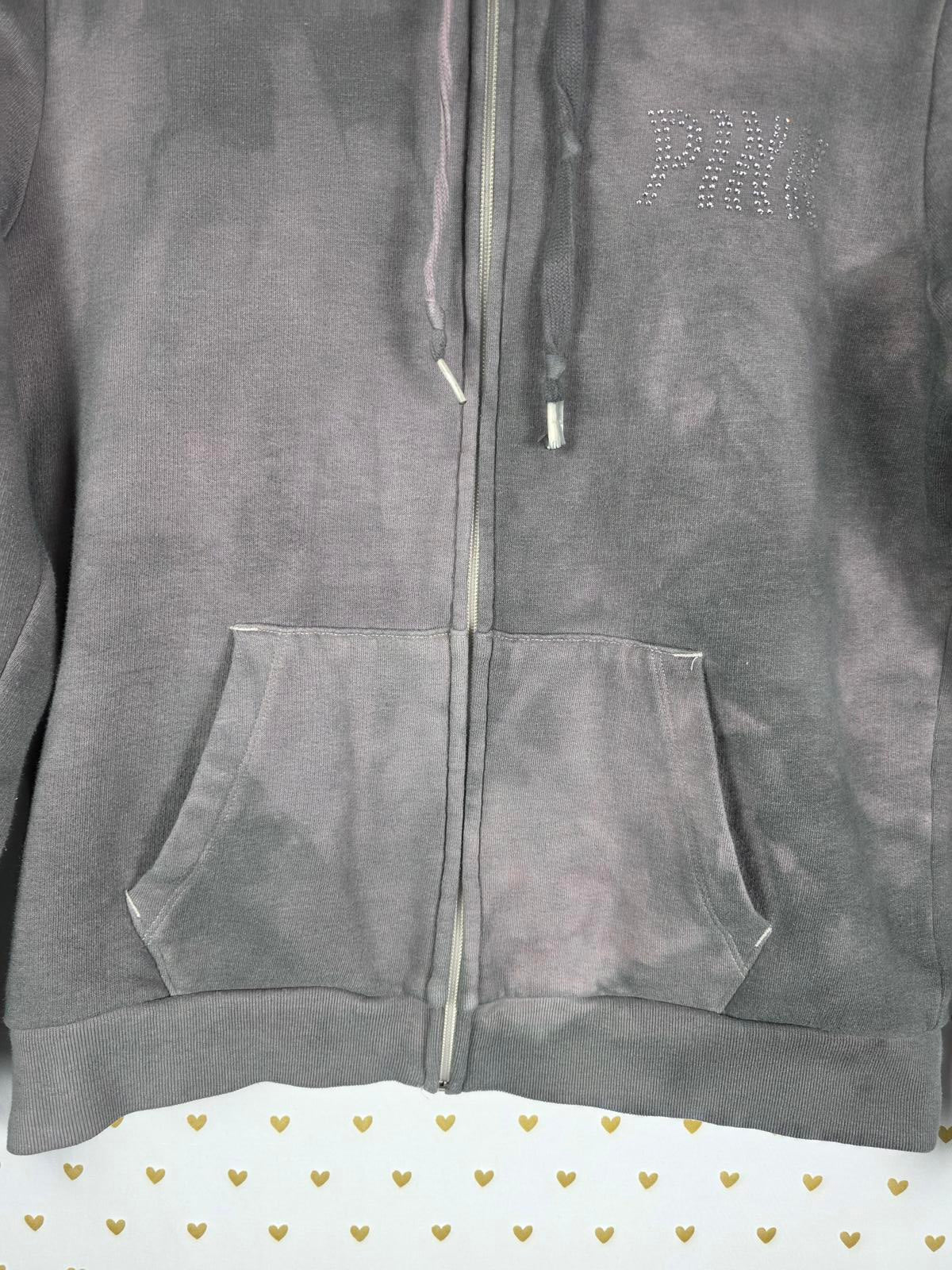 Victorias Secret Pink BLING Rhinestone LOVE  Hoodie Jacket Tye Dye MEDIUM