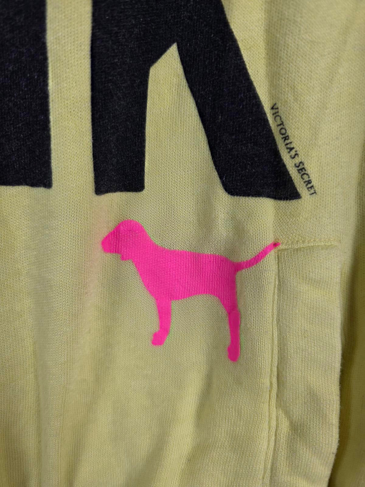 Victorias Secret Pink VINTAGE Yellow Love Logo Y2k Sweater Quarter Zip SMALL