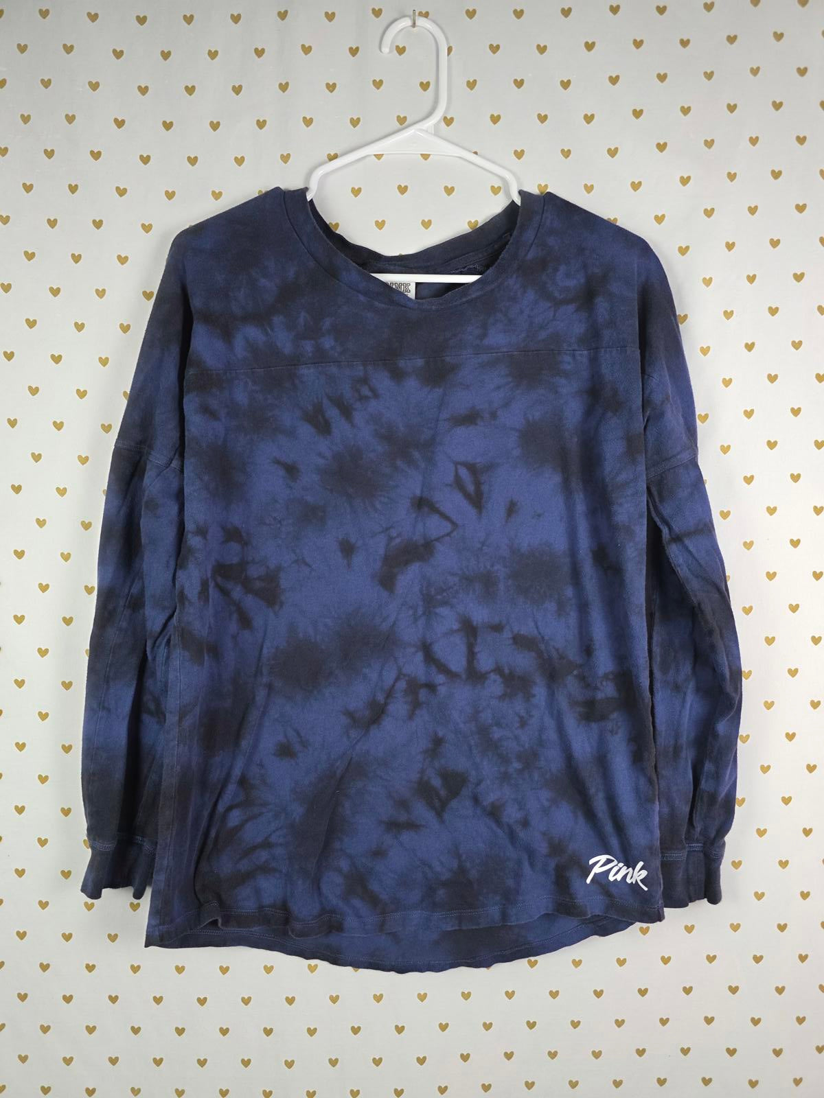 Victorias Secret Pink LOGO Tye Dye Sweater Shirt Long Sleeve SMALL