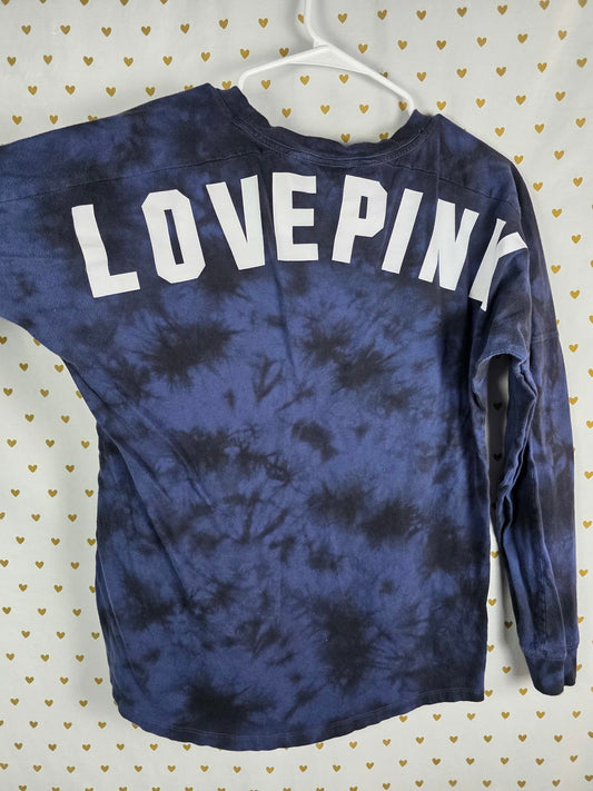 Victorias Secret Pink LOGO Tye Dye Sweater Shirt Long Sleeve SMALL