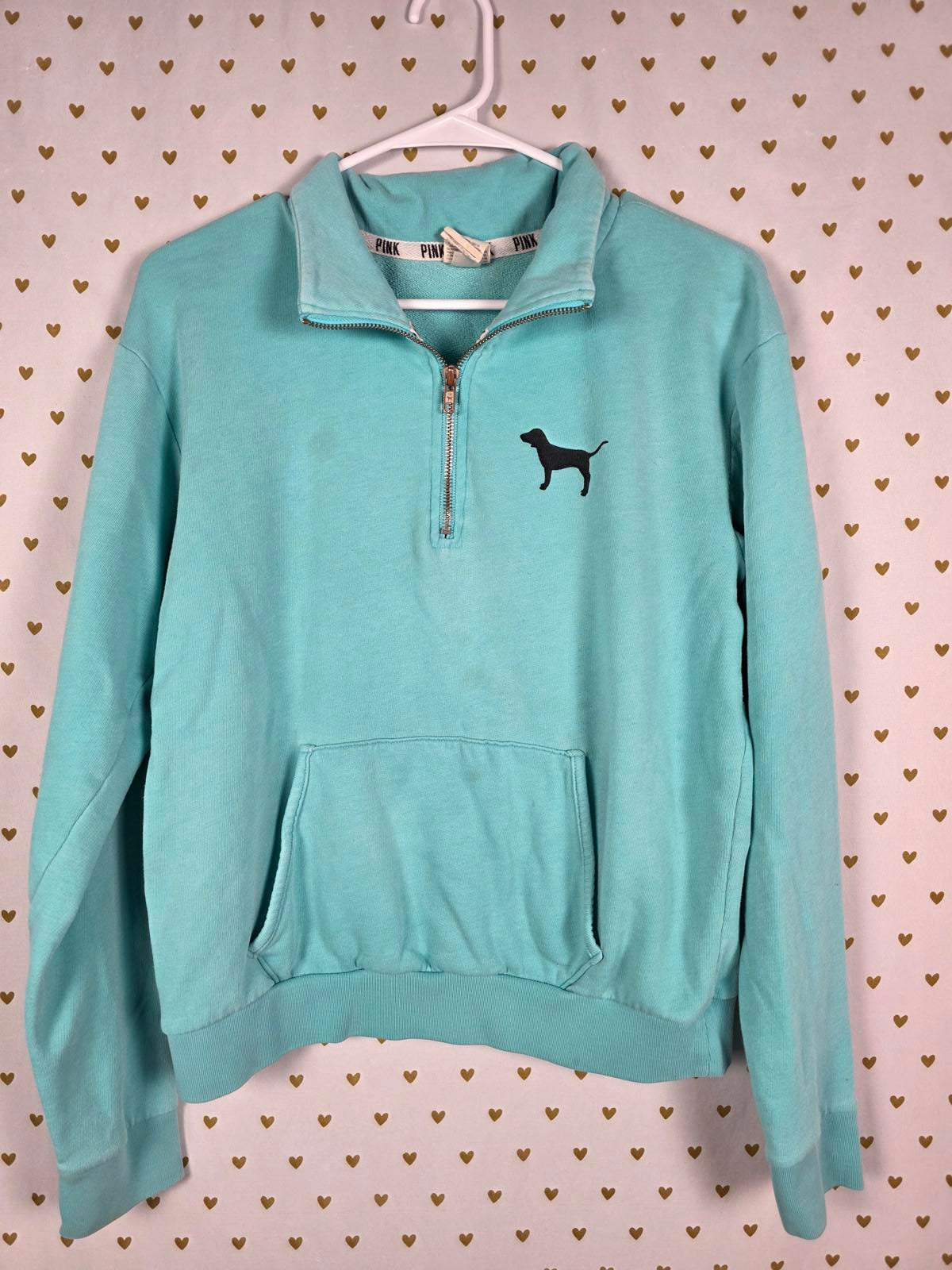 Victorias Secret Pink Animal Print Leopard Cheetah Quarter Zip Sweater Shirt SM