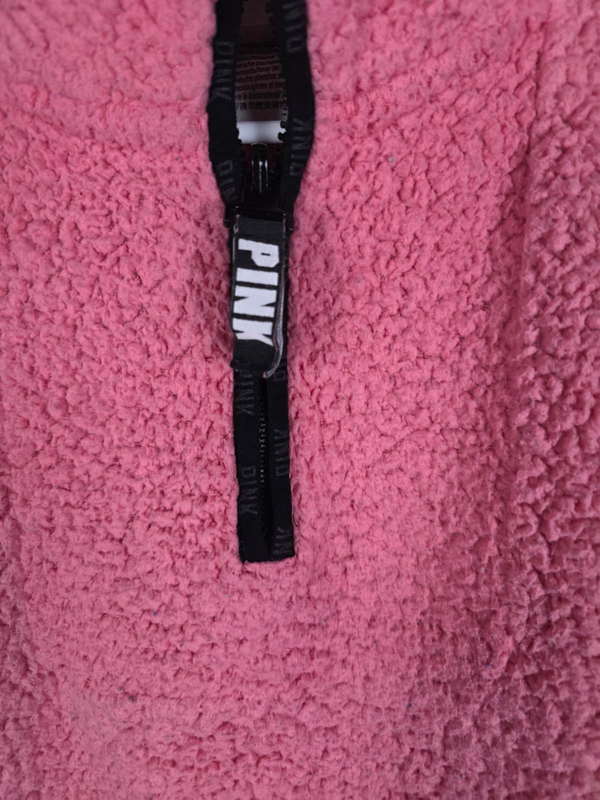 Victorias Secret Pink Sherpa Fuzzy Quarter Zip XS Warm Teddy Bear Jacket