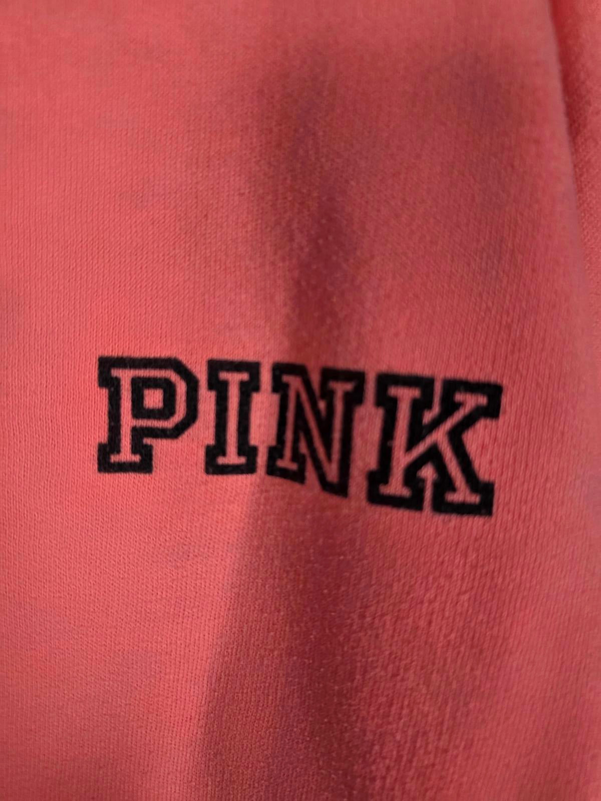 Victorias Secret Pink Neon Orange logo sweater shirt SMALL Crew