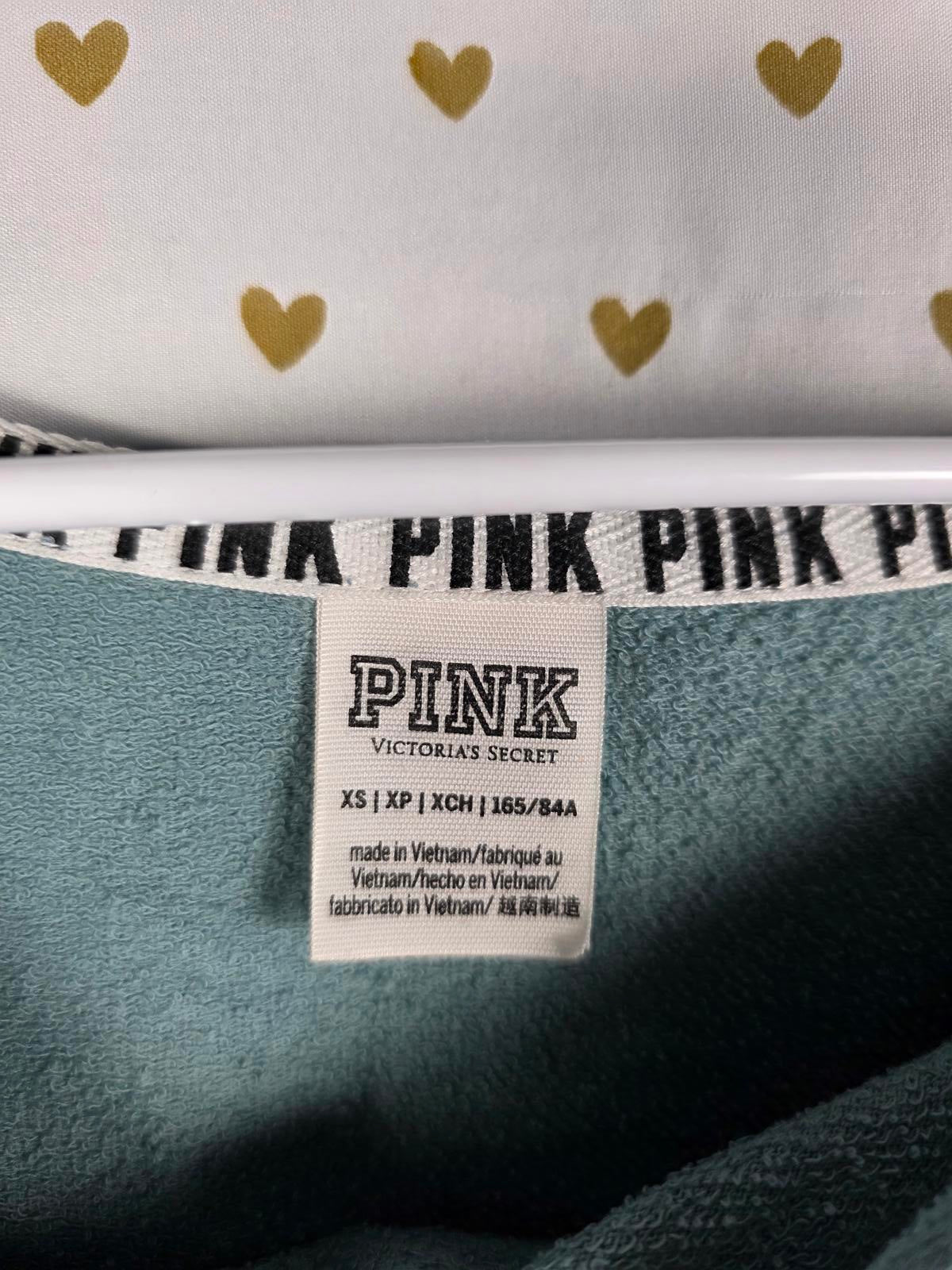 Victorias Secret Pink logo Sage Cropped Sweater Shirt  XS