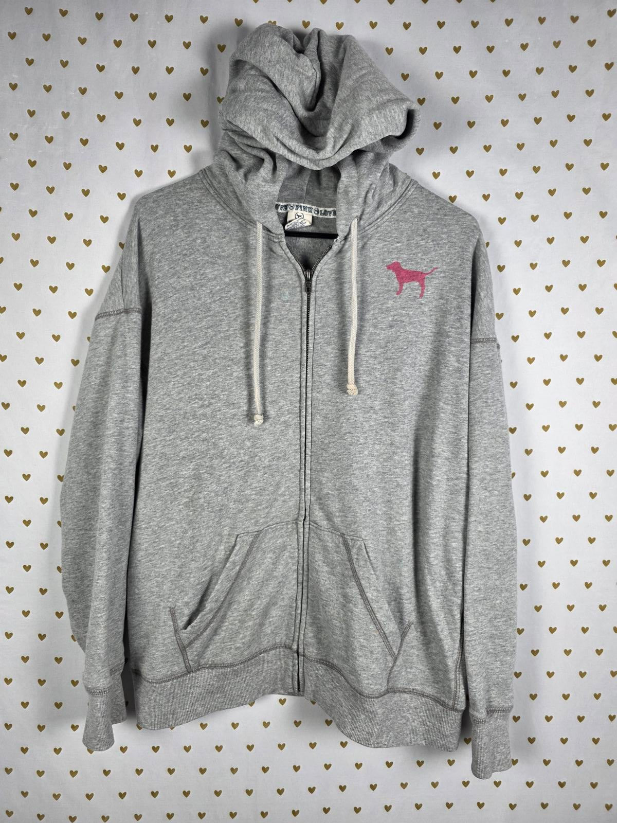 Victorias Secret Pink LOVE Full zip VINTAGE Hoodie Jacket Y2K SMALL