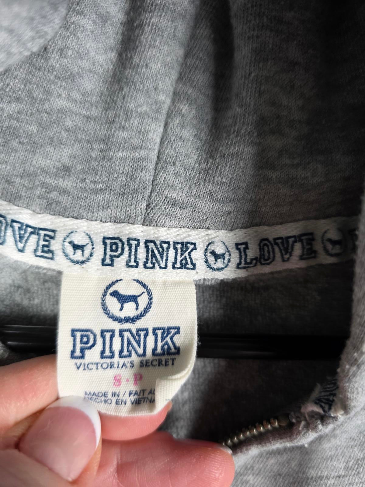 Victorias Secret Pink LOVE Full zip VINTAGE Hoodie Jacket Y2K SMALL