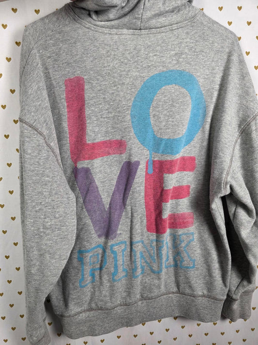 Victorias Secret Pink LOVE Full zip VINTAGE Hoodie Jacket Y2K SMALL