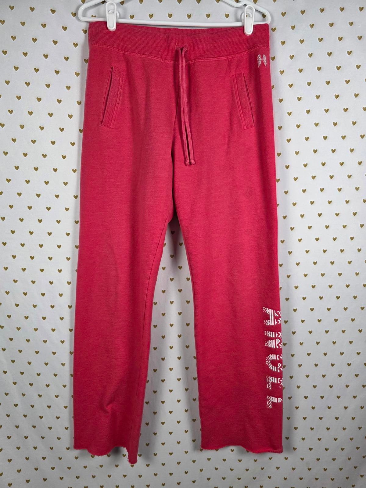 Victorias Secret ANGELS Red WINGS Joggers Sweatpants Straight Leg SMALL