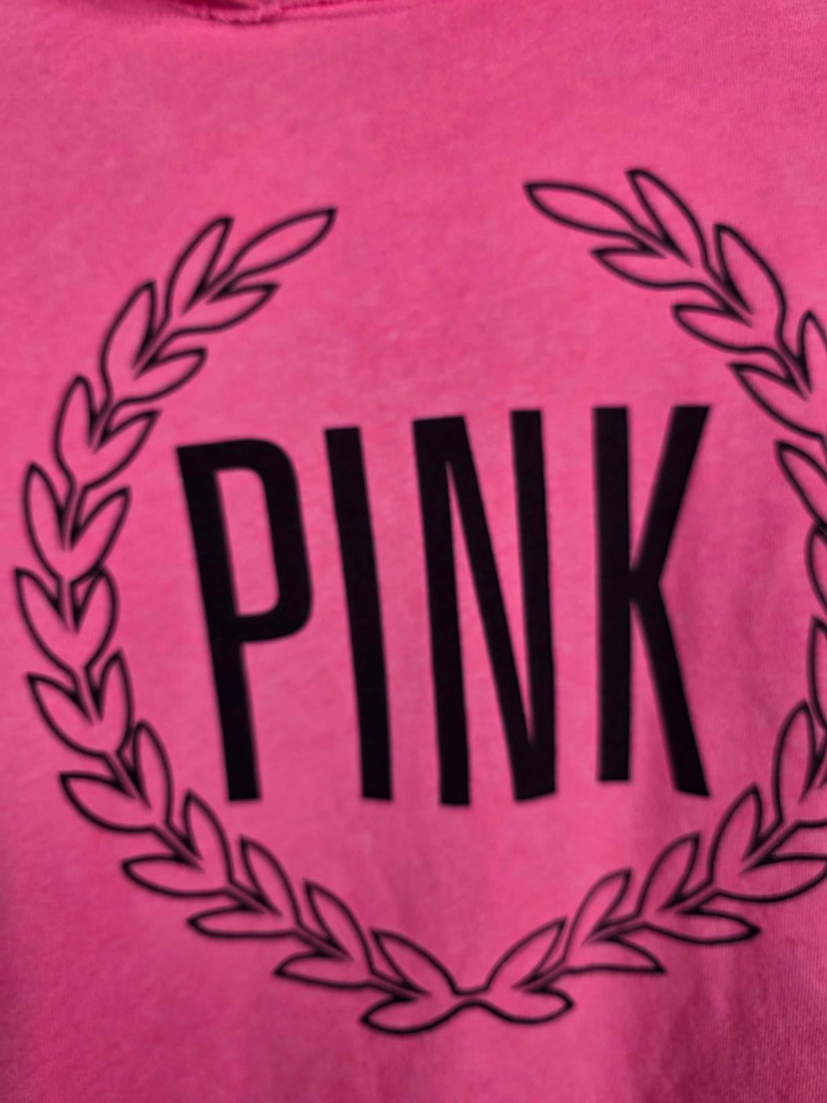 Victorias Secret Pink Neon Logo Pullover Hoodie Sweater SMALL