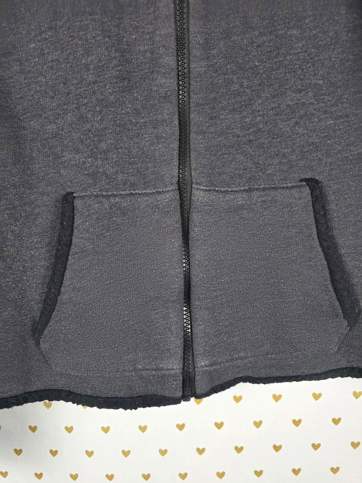 Victorias Secret Pink Grey Reversible Sherpa Hoodie Jacket Full zip SMALL