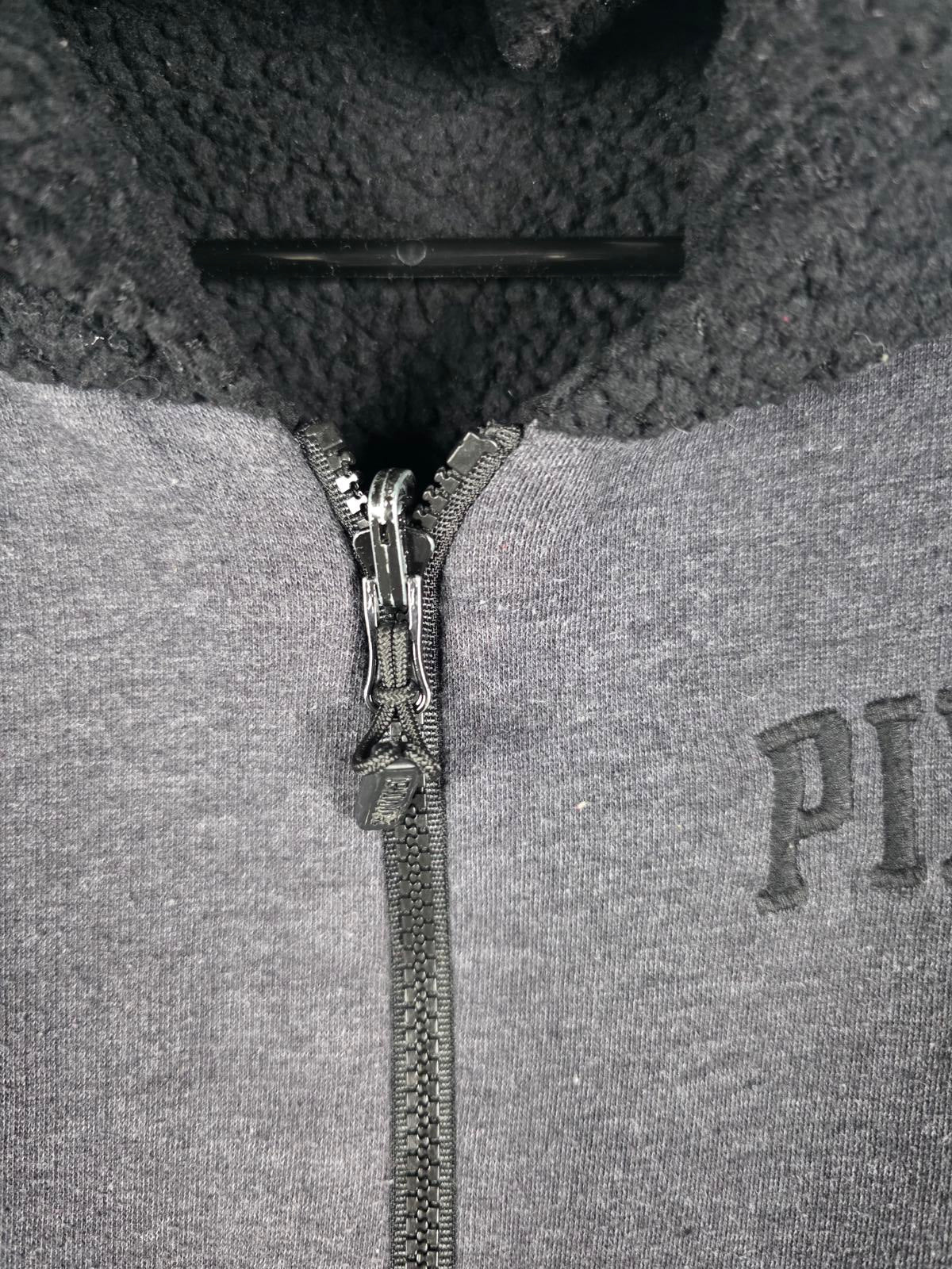 Victorias Secret Pink Grey Reversible Sherpa Hoodie Jacket Full zip SMALL