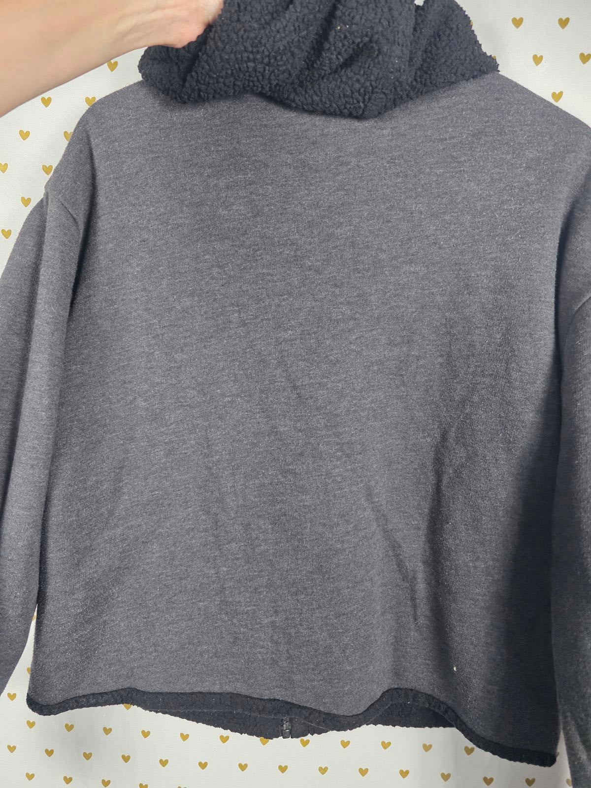 Victorias Secret Pink Grey Reversible Sherpa Hoodie Jacket Full zip SMALL