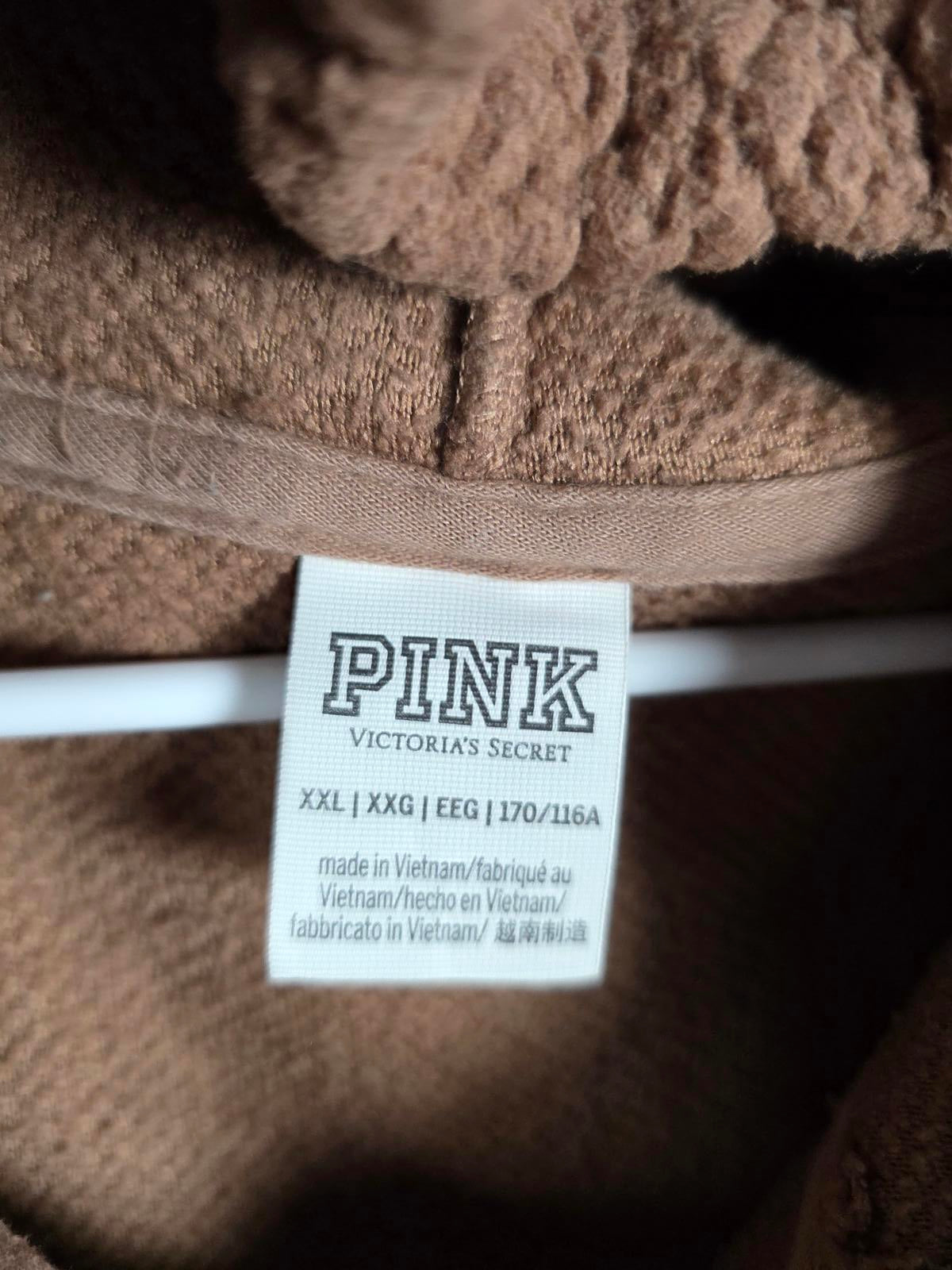 Victorias Secret Pink Fuzzy Boucle Teddy Bear Sherpa Hoodie Pullover 2X XXL