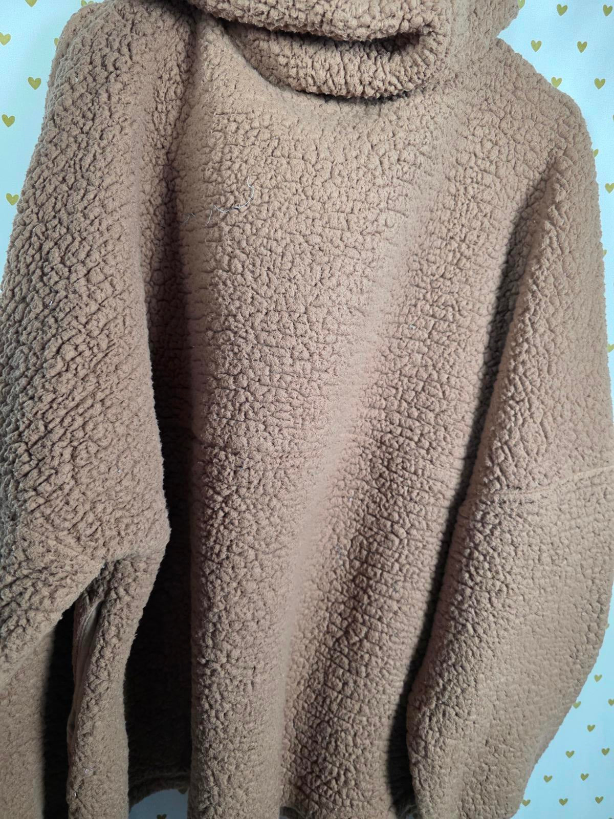 Victorias Secret Pink Fuzzy Boucle Teddy Bear Sherpa Hoodie Pullover 2X XXL