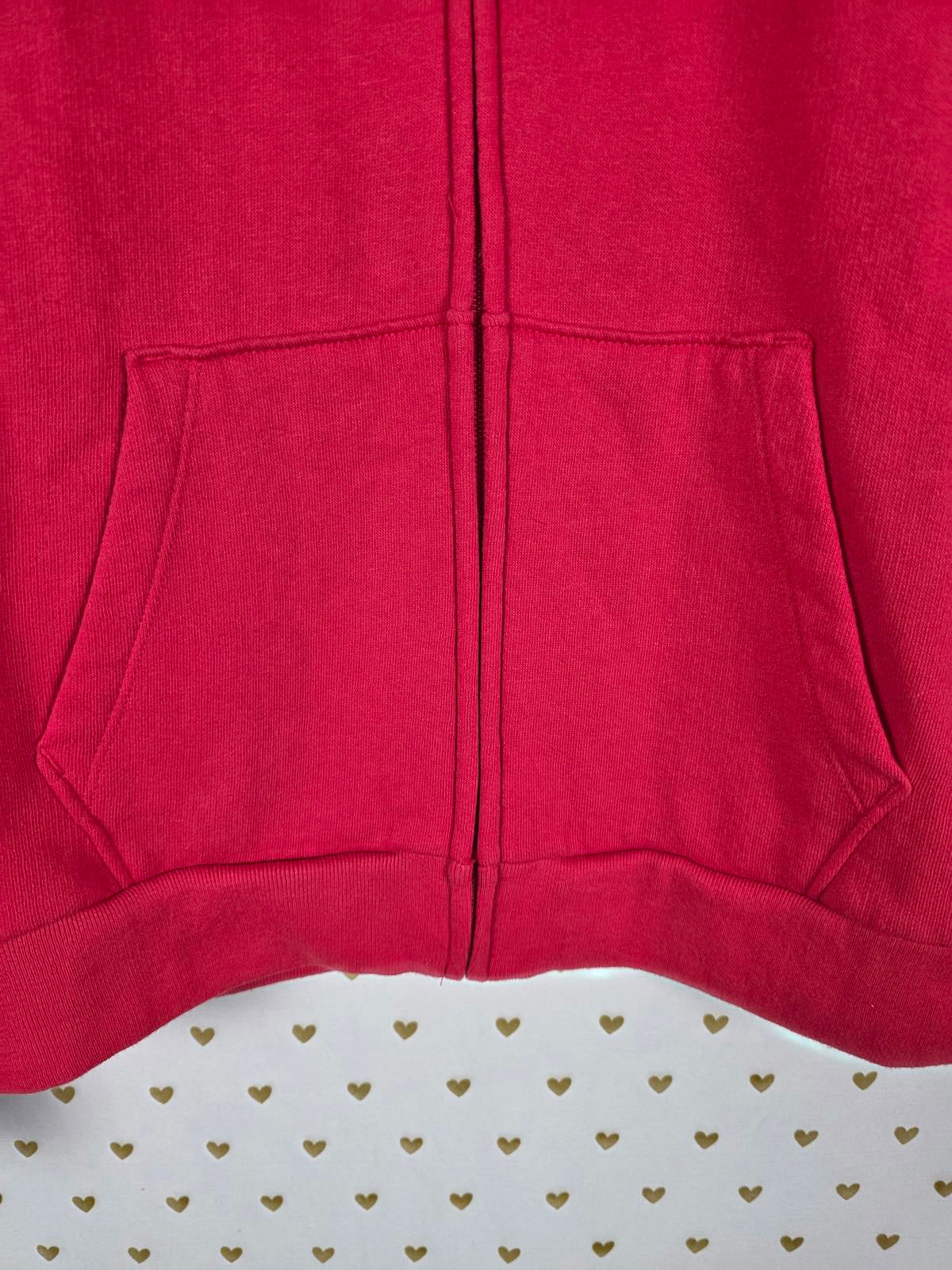 Victorias Secret Pink Gold Foil Logo Full zip Hoodie Jacket Red Oversized MEDIUM