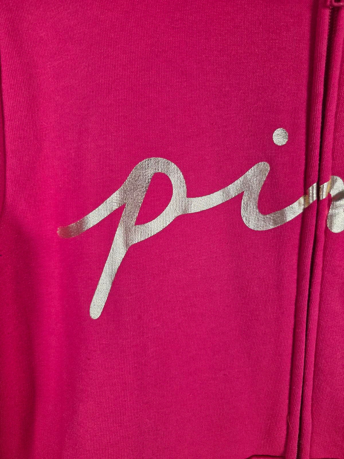 Victorias Secret Pink Gold Foil Logo Full zip Hoodie Jacket Red Oversized MEDIUM