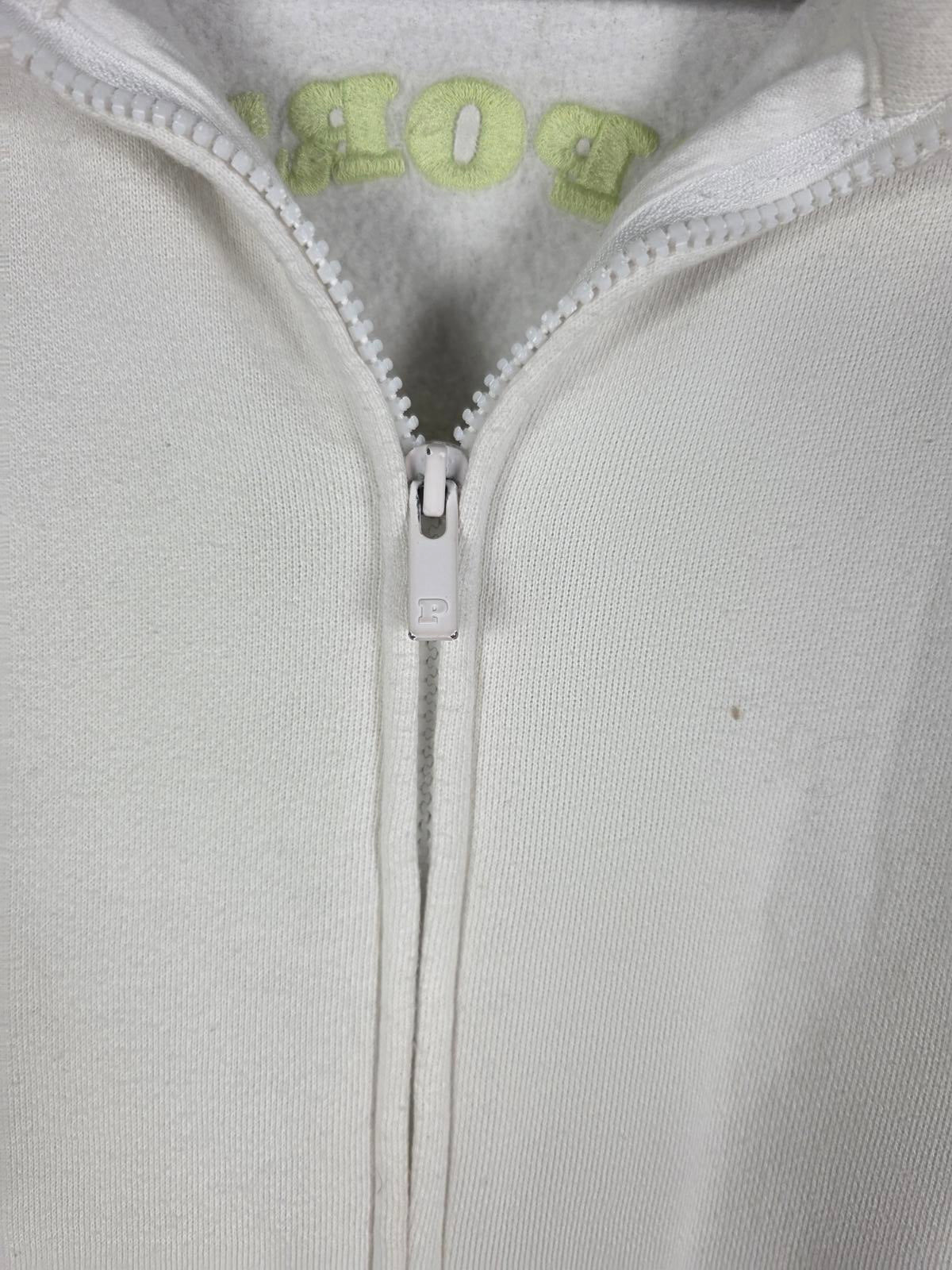 Victorias Secret Pink White Full Zip Neon Green Logo Sweater Jacket MEDIUM